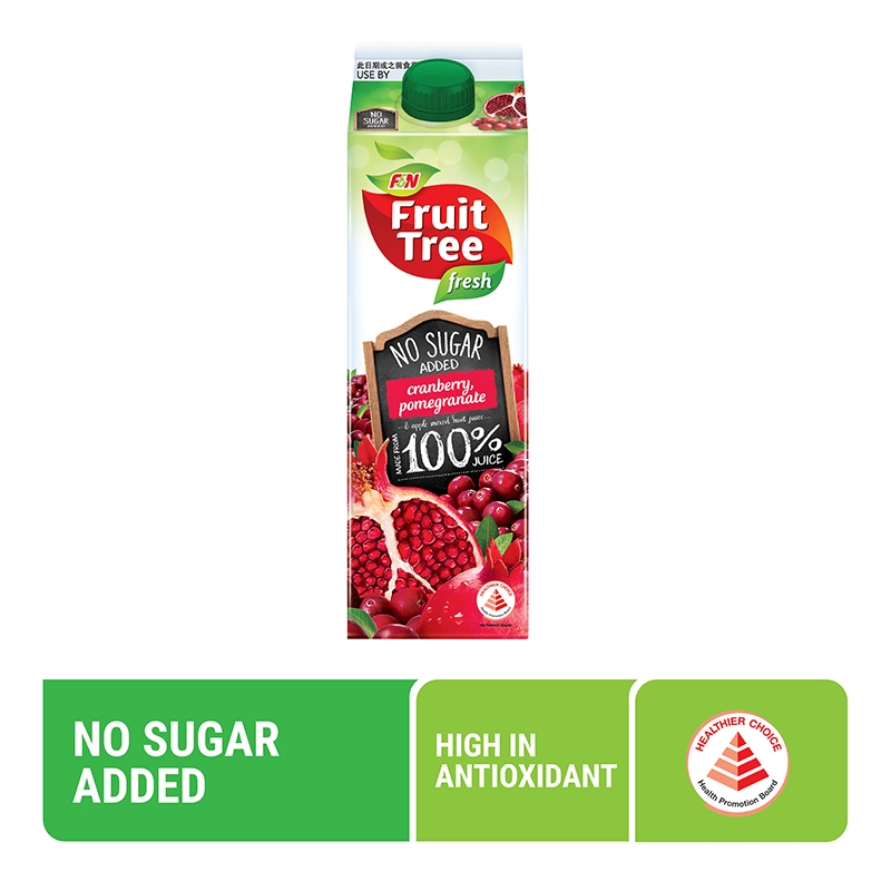 FRUIT TREE FRESH No Sugar Added Cranberry & Pomegranate 1L